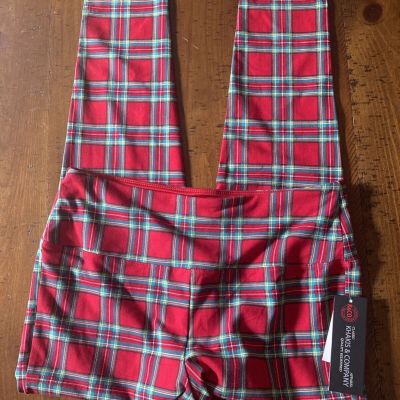 suave leggings revolutionary tummy control Red Plaid Size Petite Large NWT